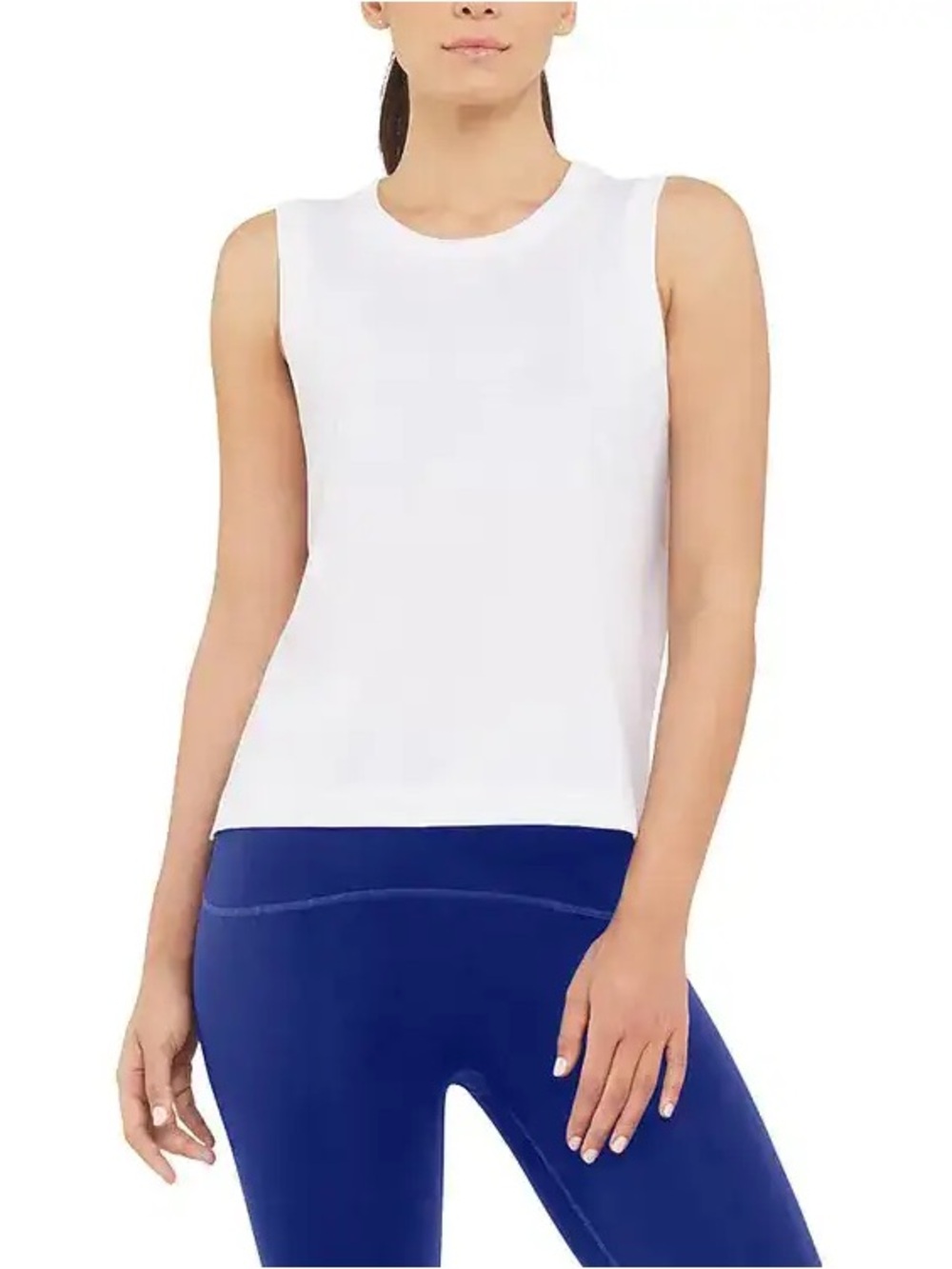 SPANX Supernaturals Flow Crewneck Tank Top Size Small White Activewear EUC